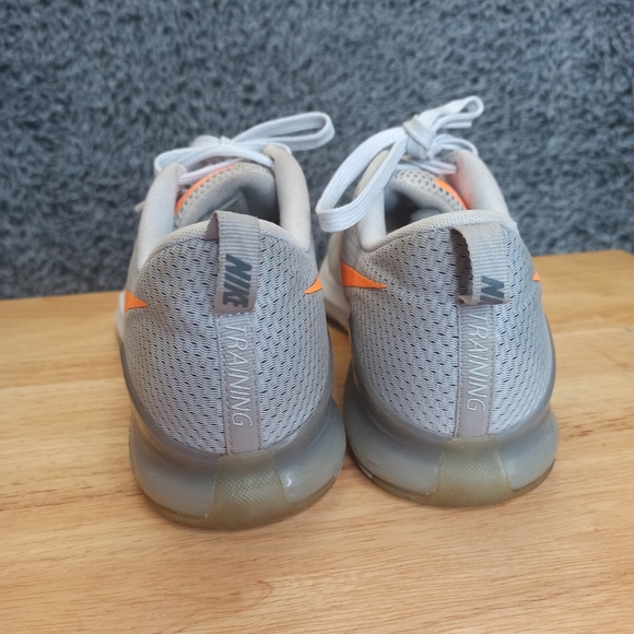 Men 10 Gray Nike Training Lace Up Low Top Orange Logo Zoom Athletic Shoes - Picture 4 of 9